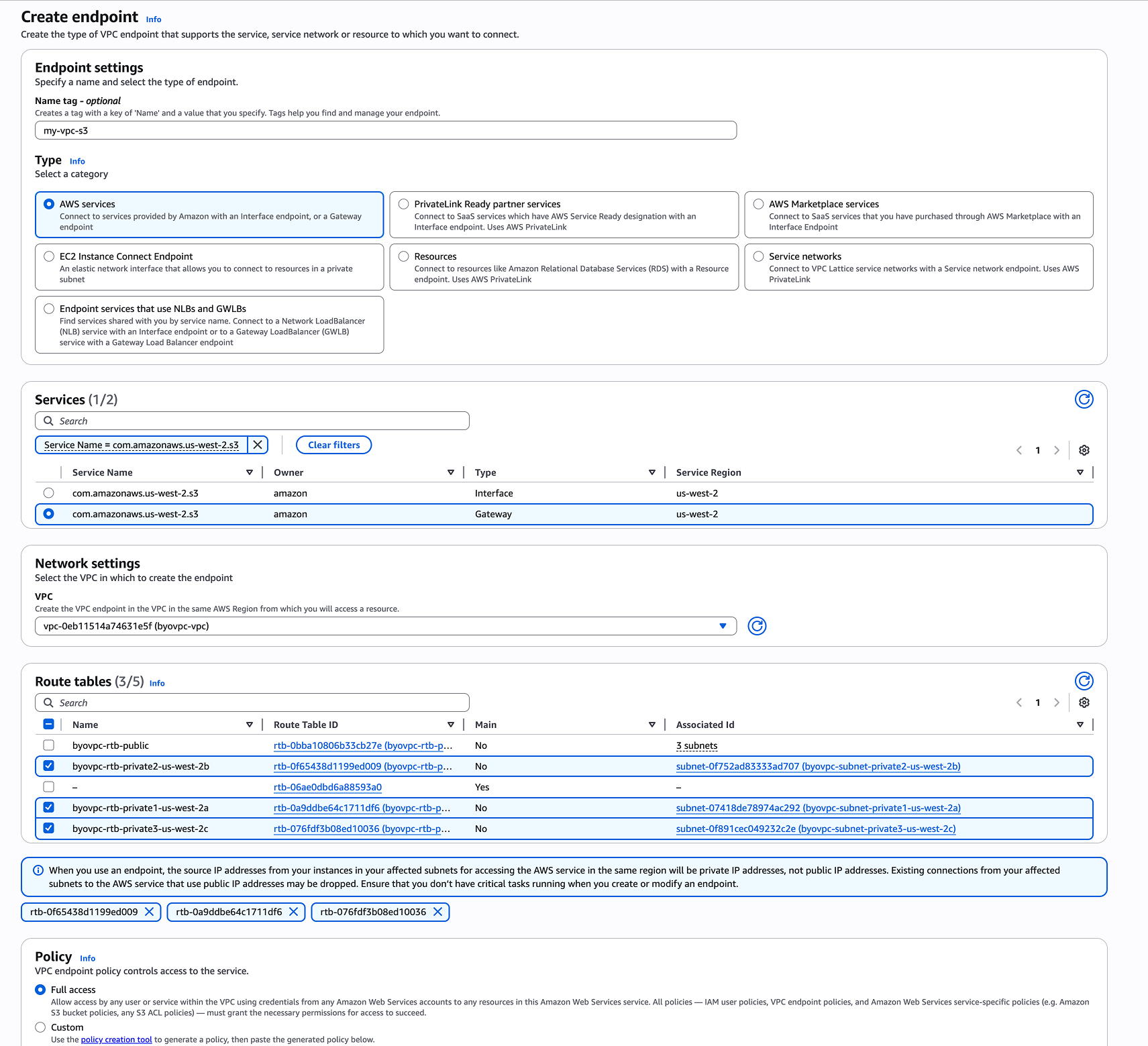 Шлюзовая конечная точка S3 BYOC