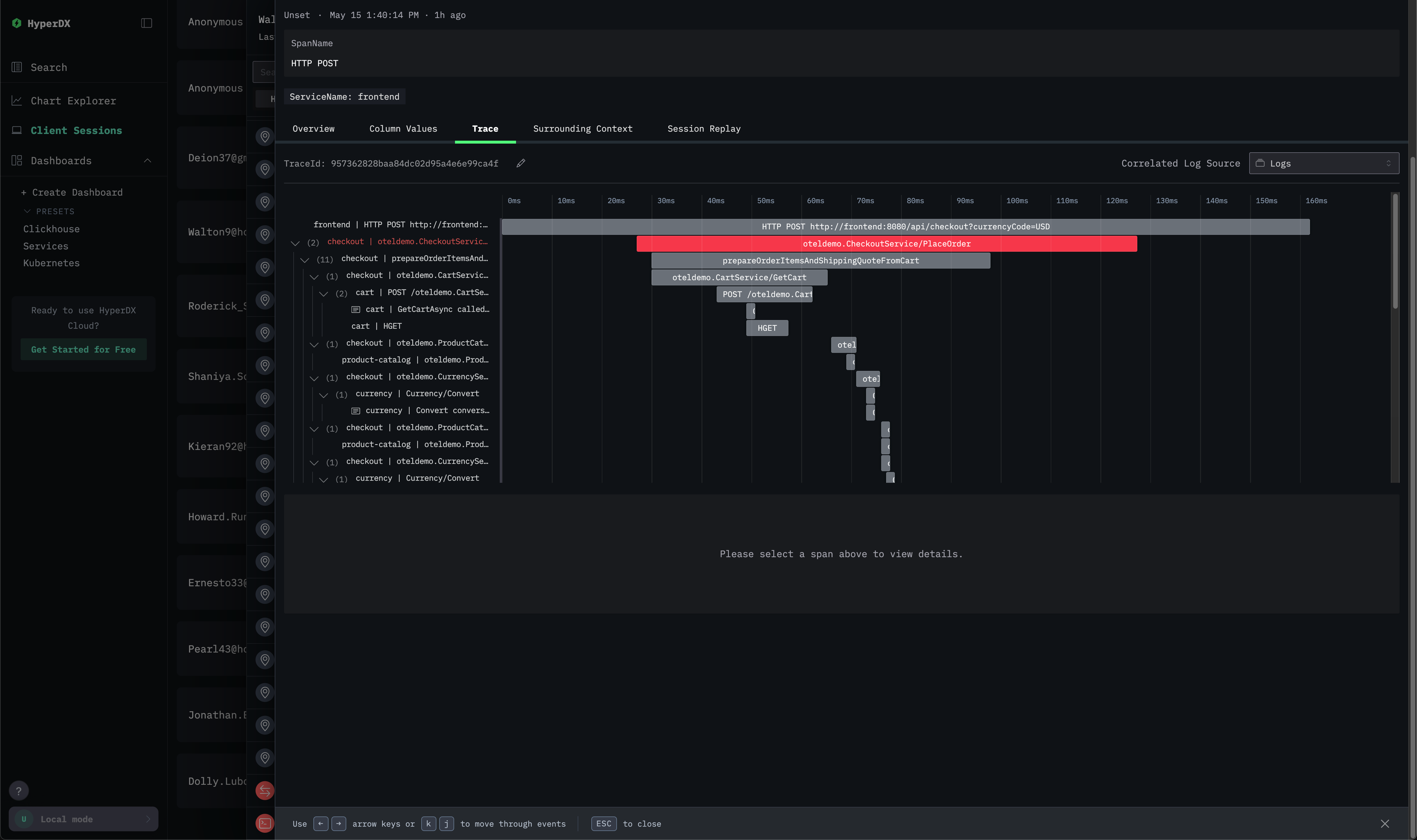 Тр�ассировка сессии