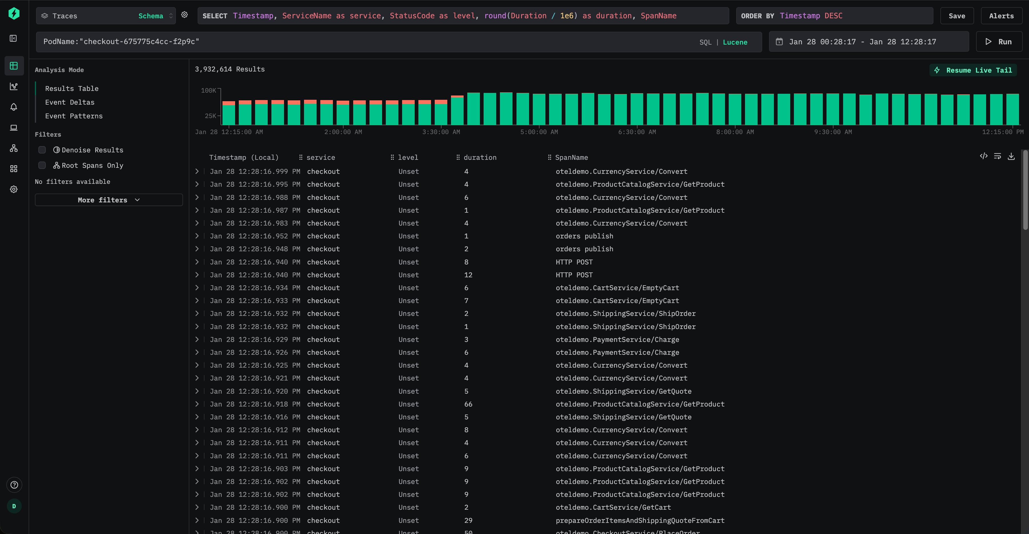 Фильтрация трейсов v2